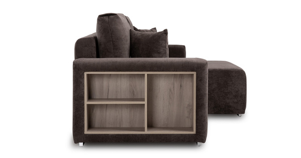 Диван-кровать угловой Оксфорд 711 композиция 1, шенилл Muza 06 темно-коричневый, модульная система, сборка на любую сторону