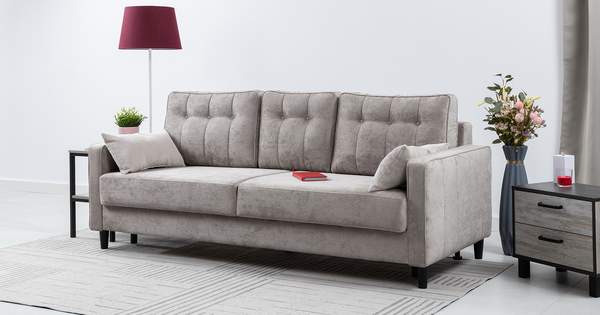 Диван-кровать прямой Арно ТД 563 велюр Лаки 02 серый жемчуг, Vertical 910 молочно-серый