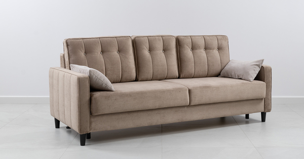 Диван-кровать прямой Арно ТД 565 велюр Лаки 04 песочный, Vertical 910 молочно-серый