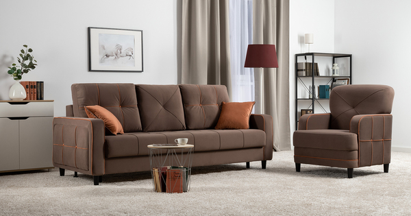 Диван-кровать прямой Черри ТД 286 велюр Irida 05 шоколадно-коричневый, Эвита терра терракотовый