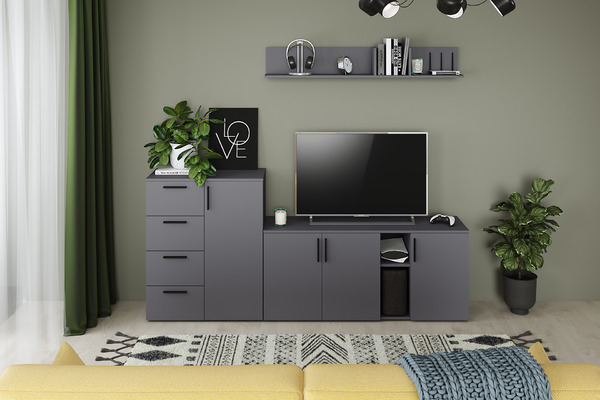 Полка навесная Эйр 16.490 серый графит 0162 РЕ