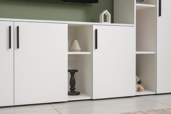 Гостиная Эйр композиция 1 белый PE шагрень, собирается на любую сторону