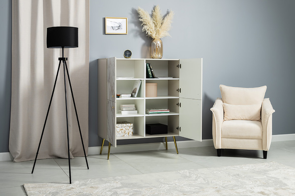 Шкаф Флоу 16.329 кашемир 5981 BS, белый PE шагрень, фотопечать