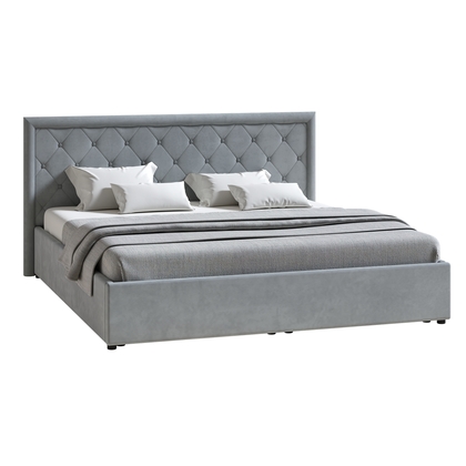 Кровать Марион 180 велюр OCEAN 023 серый с ортопедическим основанием и подъемным механизмом (спальное место 180 х 200)