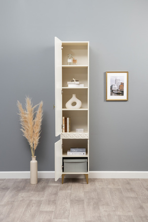 Гостиная Марион композиция 2 слоновая кость С341 PE, слоновая кость 6898 ПВХ, белый PE шагрень (собирается на любую сторону)