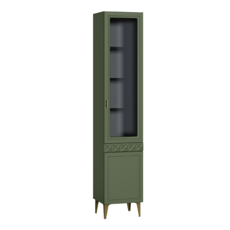 Гостиная Марион композиция 1 дымчатый зеленый K521, олива шагрень AG 1050 ПВХ, белый PE шагрень (собирается на любую сторону)
