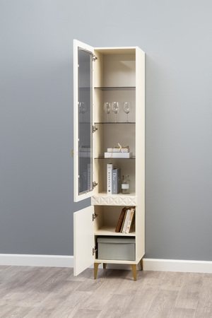 Гостиная Марион композиция 1 слоновая кость С341 PE, слоновая кость 6898 ПВХ, белый PE шагрень (собирается на любую сторону)