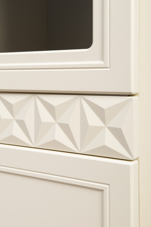 Гостиная Марион композиция 1 слоновая кость С341 PE, слоновая кость 6898 ПВХ, белый PE шагрень (собирается на любую сторону)