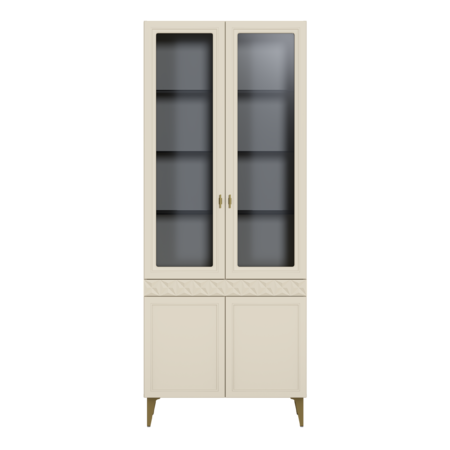 Гостиная Марион композиция 3 слоновая кость С341 PE, слоновая кость 6898 ПВХ, белый PE шагрень (собирается на любую сторону)