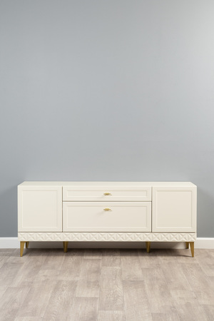 Гостиная Марион композиция 3 слоновая кость С341 PE, слоновая кость 6898 ПВХ, белый PE шагрень (собирается на любую сторону)