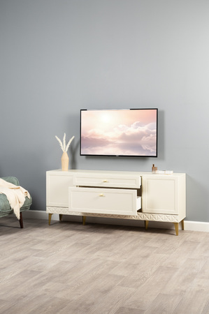 Гостиная Марион композиция 1 слоновая кость С341 PE, слоновая кость 6898 ПВХ, белый PE шагрень (собирается на любую сторону)