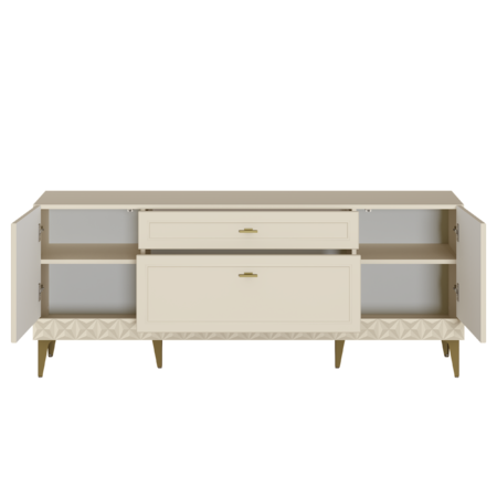 Гостиная Марион композиция 1 слоновая кость С341 PE, слоновая кость 6898 ПВХ, белый PE шагрень (собирается на любую сторону)