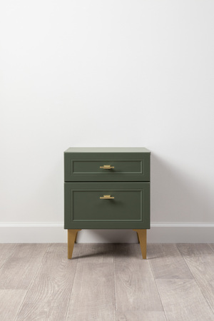 Тумба прикроватная Марион 16.14 дымчатый зеленый K521, олива шагрень AG 1050 ПВХ, белый PE шагрень