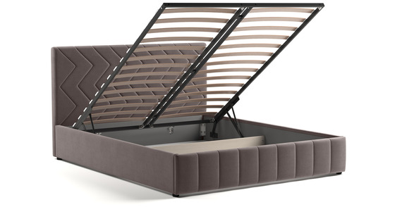 Кровать Милана 160 велюр серо-коричневый с ортопедическим основанием и подъемным механизмом
