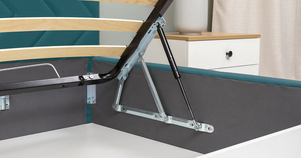 Кровать Милана 160 велюр сине-зеленый с ортопедическим основанием и подъемным механизмом