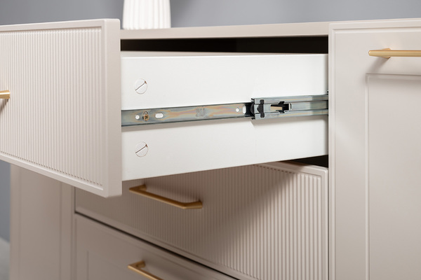 Гостиная Ричфорд композиция 2 без карнизов, кашемир 5981 BS, моно керамика D166-2 ПВХ, белый PE шагрень (собирается на любую сторону)