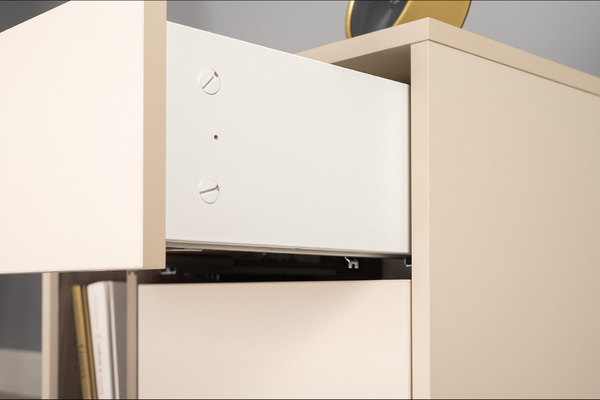 Тумба прикроватная Тайл 16.163 сатин 7045 SU, эмили блаш U9135, белый PE шагрень, собирается на любую сторону